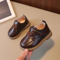 Kids Black Patent Leather Velcro Dress Shoes 23 ruda