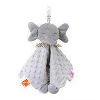 Baby Security Blanket with Tags Soft Plush Stuffed Animal Toys Lovey Soothing Sensory Toy Cute Minky Dot Fabric Cuddle Snuggle gray