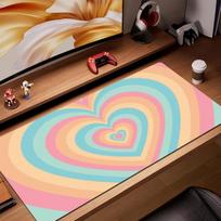 Pink Heart Swirl Kawaii Gaming Mouse Pad Large Extended Desk Mat Aesthetic NonSlip Desk Mat for Office Laptop 30x80x0.3cm blue