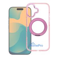 Case for iPhone 16 Frame Circle Stand compatible with MagSafe pink