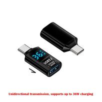 1 PCS 10Gbps USB 3.2 adapteris skaitmeninis LED ekranas USB C plėtinys mobilusis telefonas A-F to C-M Black