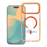 Case for iPhone 17 Pro / 18 Pro Frame Clear Hybrid Mag Cover compatible with MagSafe hermes orange
