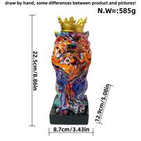 Modern Graffiti Crown Lion Resin Sculpture Art Decor for Home Living Room Office Shelf Table Desk Display Stand Centerpiece brown