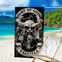 Ultra-Soft Beach Towel with Viking Theme,Ideal for Pool - Camping, Diving - Perfect Travel Essential, Vibrant Beach Towel. 70cmx140cm(27x55inch) black