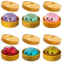 Colorful Dumpling Squishes Stress Balls Fidget Sensory Toys Simulation Food Squishies Bun With Steamer Squeeze Dough Ball Gift gray