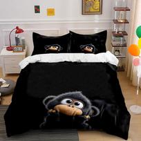 The little monkey holding its head Print Bedding Set 1 Duvet Cover 2 Pillowcases for Adult and Children Luxury Gift Full Size EU Single 135*200cm/53x79in 3pcs white