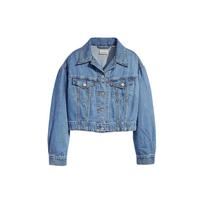 Levis Solid Color Lapel Single-Breasted Drop Shoulder Long Sleeve Denim Jacket Women jackets Blue A7439-0007 M gray