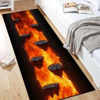 3D optinės iliuzijos Ugnikalnio lavos bėgimo takelio kilimas Juokinga namų puošmena Magmos srauto akmeninė platforma Kilimas Minkštas neslystantis kilimėlis prieškambariui 40X120CM red