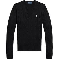 Polo Ralph Lauren pintas medvilninis V formos iškirptės megztinis Moteriški megztiniai 211971870-002 S black
