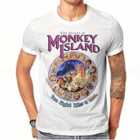 Vyriški Secret of Monkey Island Vintažiniai Žaidimų Marškinėliai Retro Monkey Island Grafiniai Marškinėliai su Monkey Island Logotipu Fight Like A Girl M gray