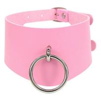 Punk Gothic Red Rings Pu Leather Choker Necklace Pendant Belt Collar On Neck Necklaces Round Choker Women Girls Jewelry Gift black
