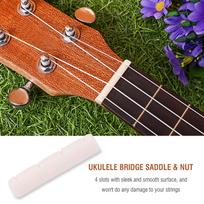 Bone Ukulele Bridge Saddle and Nut for 4 String Ukuleles Musical Instrument Repair Parts brown