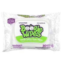 Boogie Wipes, Švelnios fiziologinio tirpalo nosies servetėlės, Bekvapės, 30 vnt. white