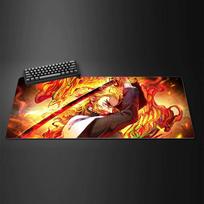 Demon Slayer Tengen Uzui Anime Gaming Mouse Pad Large Rubber Keyboard Desk Mat With 2MM Stitched Edge Design 30cmx60cm(11.8x23.6inch) red