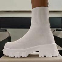 Pavasariniai ir rudeniški moteriški kvėpuojantys batai su kulnu Botas Įsispiriami čiurnos batai Elastingi platforminiai batai Elegantiški moteriški batai su kulnu 41 balta