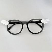2026 Y2K Anime White Wings Glasses Unisex Black Eyeglass Frame No Lense Retro Kawaii Fashion Japanese Cute Cosplay Accessories gray