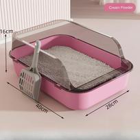 Open Cat Litter Box Thickening Kitty Sandbox Semi-enclosed High Side Splashproof Pet Bedpans with Litter Scoop Cat Supplies rožinė