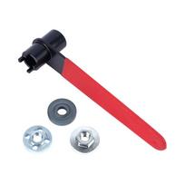 Dual Purpose Angle Grinder Wrench Four Claw Anti Slip Handle Disc Removal Spanner For Metal Working Repair Workshop Use raudona