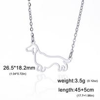 Lucktune Dachshund Dog Pendant Necklace for Women Stainless Steel Cute Pet Animal Chain Necklace Fashion Jewelry Birthday Gift 45-50cm white