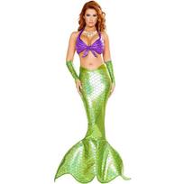 Žavingas moteriškas undinės kostiumas Cosplay romantiškoms jūros nimfų fantazijų šventėms Purple&Green Dress,M beige