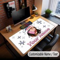Custom Name Extended Mouse Pad,Billie Eilish Gaming Desk Mat For Home Office Desktop Decor 30cmx60cm brown