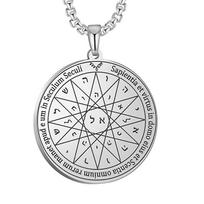 Dawapara Solomon Talisman Necklace Stainless Steel Kabbalah Amulet Pentacle of Mercury Moon Sun Jewelry steel color white