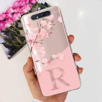 For Samsung Galaxy A80 Case SM-A805F Cover Fashion Flower Letters Clear Soft Silicone Phone Cases For Samsung A 80 A90 4G Bumper Samsung A80 gray