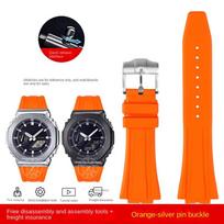 Skirta Casio GA-2100 GA-2110 Minkštas guminis laikrodžio dirželis G-SHOCK GM-5600 GA2100 GM2110 Greito atsegimo Sportinis silikoninis laikrodžio dirželis Apyrankė 16mm black