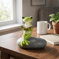 Cartoon Frog Figurine Decorative Gift Idea for Office Desk, Balcony, Garden gray