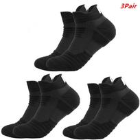 3/6 Pairs Men Odor Resistant Knitted Sports Socks Sweat Absorbing Breathable Durable Cushioning Running Basketball Socks A3 black