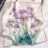 100% natūralus šilkinis skara moterims kaklui kvadratinė galvos juosta skaros bandana madingas hidžabas pončas skaros austa pashmina moteriškas foulard 53cm Real Silk 53x53cm gray