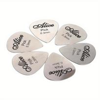 6 vnt. Metaliniai gitaros mediatoriai 0,3 mm ploni Patvarūs Sidabrinės spalvos Profesionalūs Boso Ukulele Gitaros Mediatoriai Gitaros Stiprintuvas Boso Gitaros white