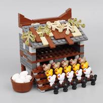 City Building Blocks Henhouse Farm MOC Animal Chicken House Roost Plant Eggs Minifigs Accessories DIY SET Toy Gift for Children black