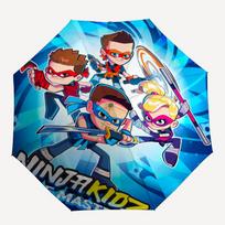 Ninja Kidz tematikos automatinis skėtis, lengvas ir nešiojamas, 8 šonkaulių, puikiai tinka kelionėms lauke, gimtadieniams, Kalėdoms, dovanoms. Three-fold umbrella blue