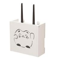 „WiFi“ maršrutizatoriaus laikymo dėžutės sieninis medinis maršrutizatoriaus lentynos laikiklis Maitinimo juostos kabelių valdymo slėptuvė, skirta modemo kabelio maršrutizatoriaus dangčiui S white