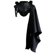 Punk Cloak Gothic Cosplay Adult Single Shoulder Stand Collar Cape for Halloween L black