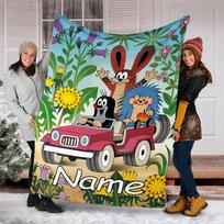 Personalized Custom Name Blanket - The Little Mole Print Design,Blanket for Sofa,Bed,Travel,Camping - Soft and Warm, Great Gift 80cmx120cm gray