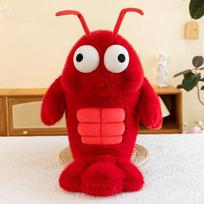 27CM Cartoon Spicy Crayfish Abdominal Muscle Plush Toy Big Eyes Creative Soft Muscle Crayfish Doll Birthday and Christmas Gift 27cm