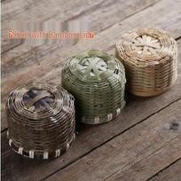 Handcrafted Bamboo Rattan Antique Hot Water Bottle - Retro Insulated Pot gray