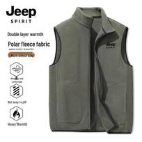JEEP SPIRIT Men's Winter Double-Sided Fleece Stand Collar Vest 2XL gray