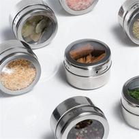 Portable Steel Magnetic Dustproof Spice Tin Visible Seasoning Jar Cruet Black Pepper Cumin Salt Storage Powder Spreading Tools LS gray