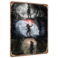 Tomb Raider žaidimo personažas Metalinė sienos dailė Vintažinis dekoratyvinis paveikslas svetainei, kabinetui 20x30cm（7.8x11.8inch） gray
