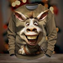 Rudens Vyriškas Apvalios Kaklo Džemperis Juokingas Asilo Grafiti Spaudinys Per didelis Laisvas Ilgomis Rankovėmis Madingi Vyriški Drabužiai Hoodies Vyrui 6XL beige