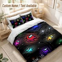 Among Us Bedding Set, 1 Duvet Cover & 2 Pillowcases Soft Comfortable Bedroom Home Textile Decor 140cmx200cm