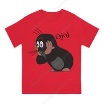 T-shirt The Little Mole Print Cool Men's Women's T-Shirts Loose Oversized Short Tee Trend Fun Versatile 5XL raudona