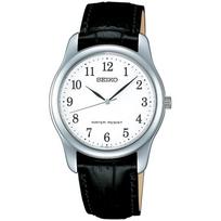 SEIKO SELECTION SCXP033 mens unisex wristwatch battery-operated quartz case width 35mm leather belt white dial (full Arabic numeral display) stainless gray