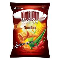 Korean Lotte Chewy Spicy Corn Snack, 67g - Crispy, Puffed Corn Treat beige