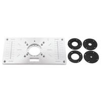 Aluminium Router Table Insert Plate for Woodworking Benches Milling Trimming Machine 8 Holes with Rings
