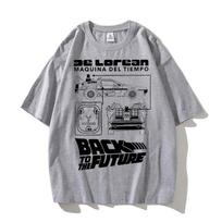 DeLorean Back To The Future Cool High Quality Cotton T-shirt Fitness T Shirt Streetwear Graphic Unisex Tops Tees Men's Clothing XL gray