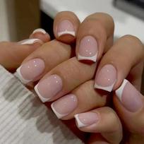 Girl Pink Sweet Short Nail Slices 24 Pcs Short Fashionable Versatile French Minimalist Nails False Nails brown